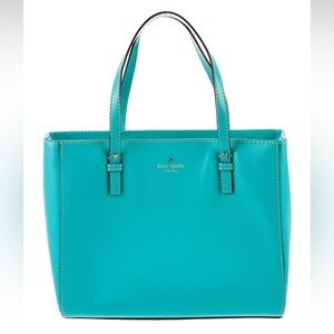 EUC Kate spade NY bright blue leather Quinn Wellesley Tote Bag structured